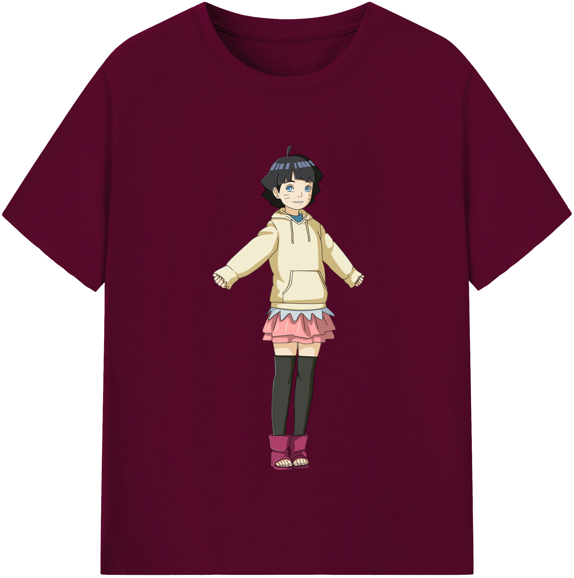 （画像用） NARUTO -ナルト- うずまき ヒマワリ Uzumaki Himawari レディースカジュアルプリントTシャツ（綿100％）